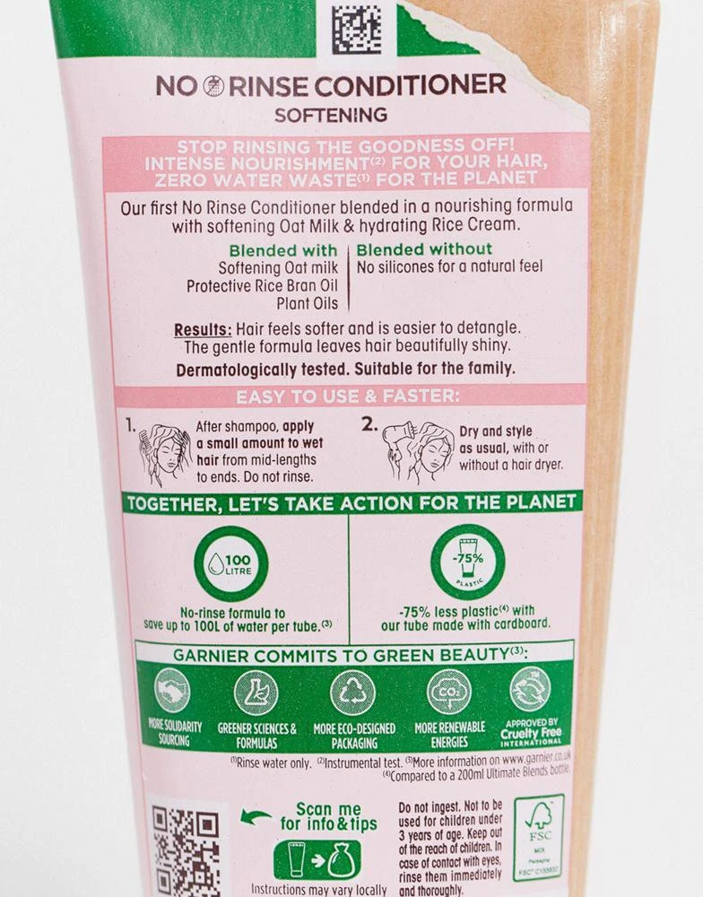 商品Garnier|Garnier Ultimate Blends Delicate Oat Soothing Leave-in Conditioner for Sensitive Scalp and Fragile Hair 200ml,价格¥68,第4张图片详细描述