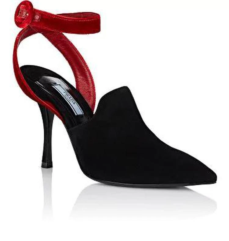 商品Prada|Suede & Velvet Ankle-Strap Pumps,价格¥3339,第2张图片详细描述