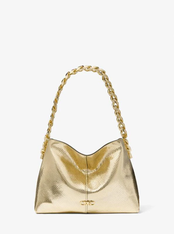 商品Michael Kors|Jordyn Small Metallic Snake Embossed Leather Shoulder Bag,价格¥1942,第1张图片