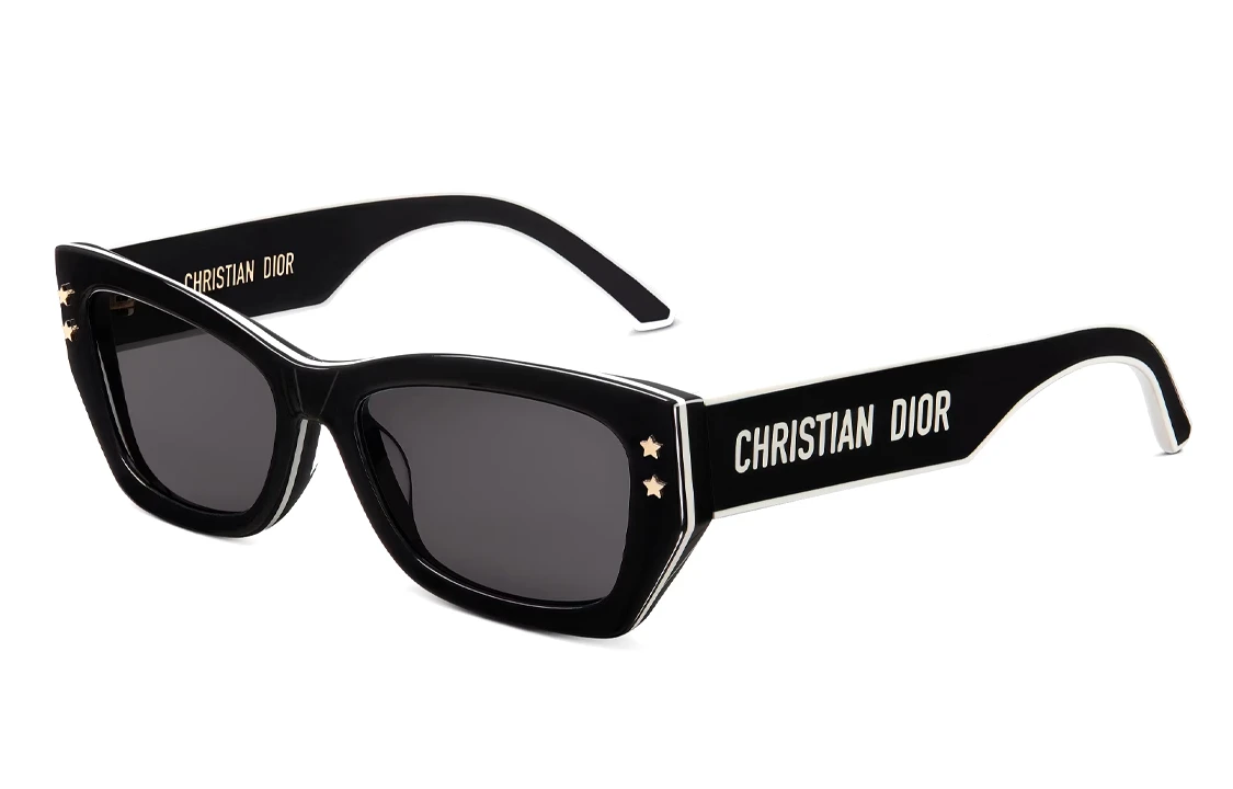 商品[国内直发] Dior|迪奥 侧面Logo字母 黑色 板材镜架 不规则形 太阳眼镜 女款,价格¥2271,第1张图片