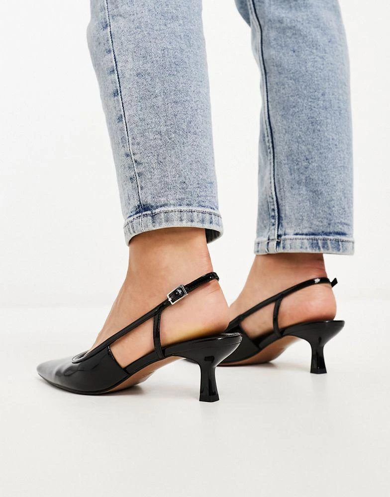 商品ASOS|ASOS DESIGN Wide Fit Strut slingback mid heeled shoes black patent,价格¥274,第4张图片详细描述