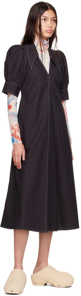 商品Ganni|黑色有机棉连衣裙,价格¥1591,第6张图片详细描述