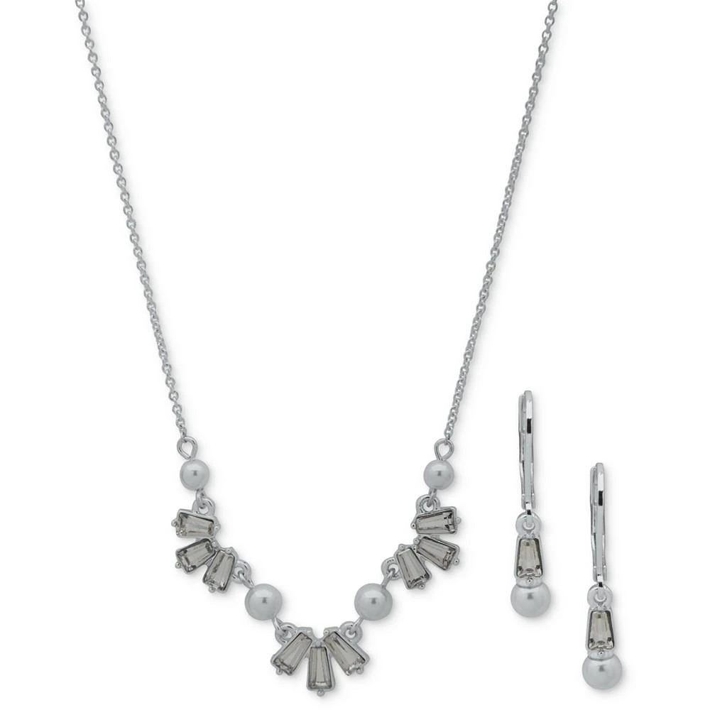 商品Anne Klein|Silver-Tone Crystal & Imitation Pearl Statement Necklace & Drop Earrings Set,价格¥209,第1张图片