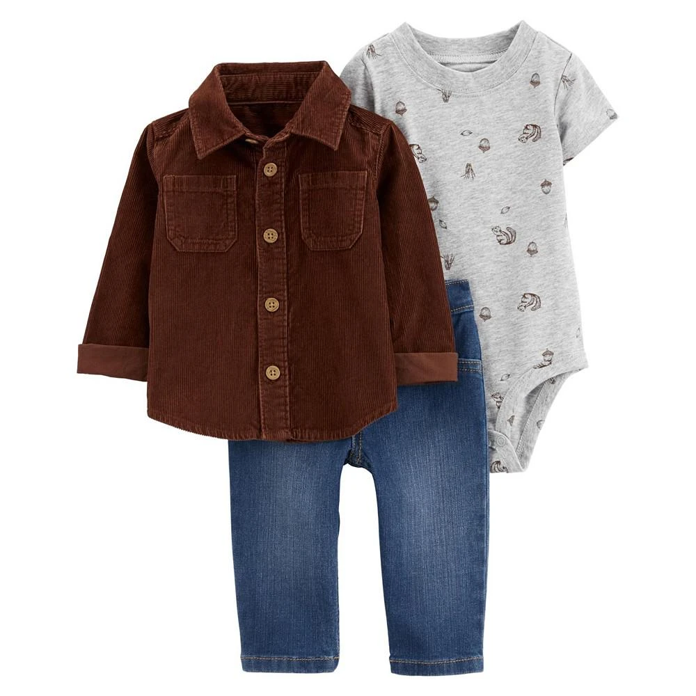 商品Carter's|Baby Boys Corduroy Shacket, Bodysuit and Pants, 3 Piece Set,价格¥91,第1张图片