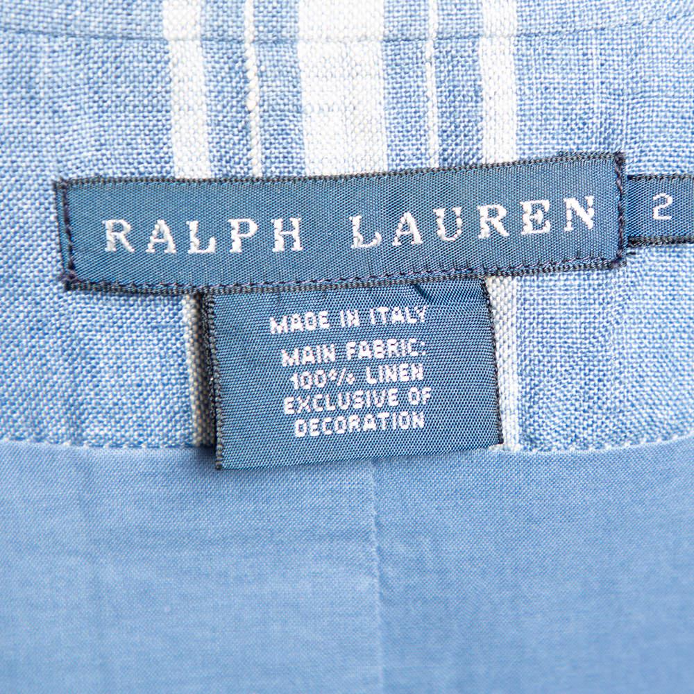 Ralph Lauren Blue Checkered Line Patchwork Detail Blazer S商品第5张图片规格展示