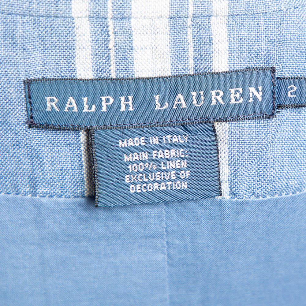商品[二手商品] Ralph Lauren|Ralph Lauren Blue Checkered Line Patchwork Detail Blazer S,价格¥3754,第7张图片详细描述