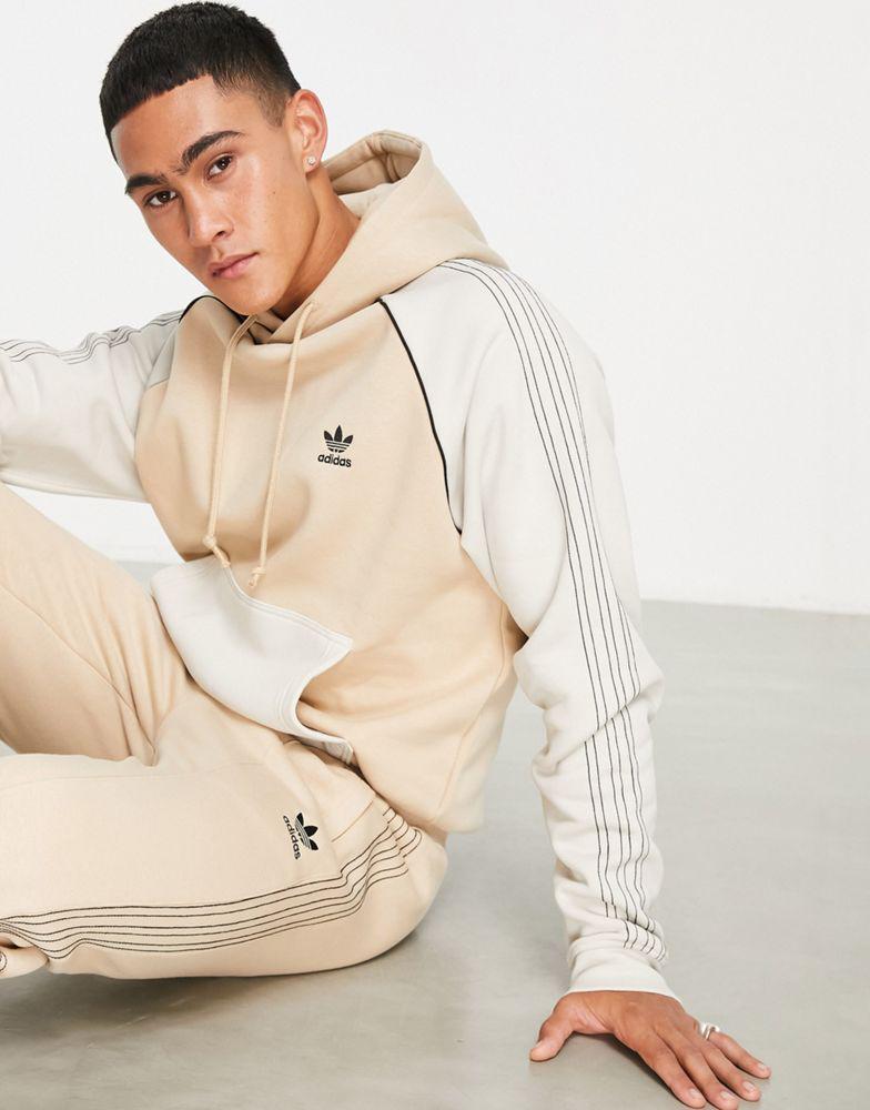 商品Adidas|adidas Originals SPRT blocked hoodie in beige,价格¥483,第1张图片