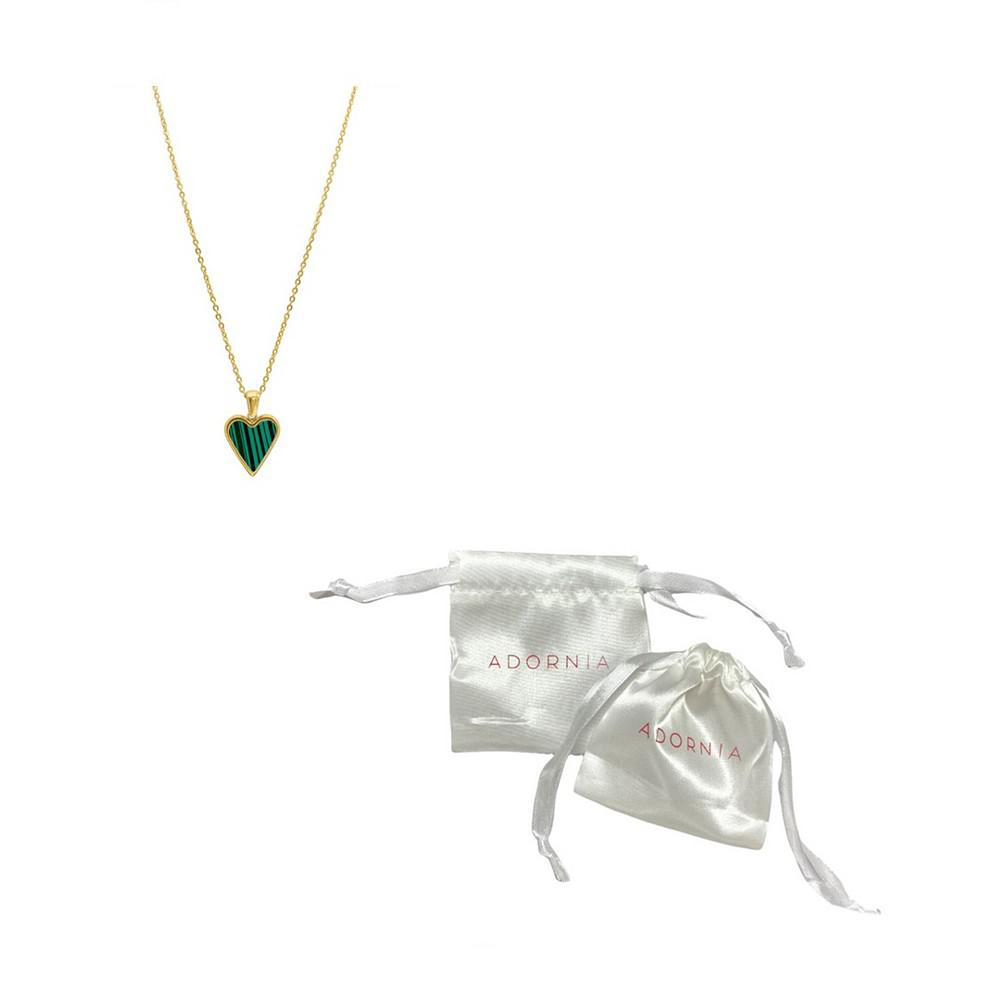 Women's Green Heart Adjustable Gold-Tone Pendant Necklace商品第2张图片规格展示