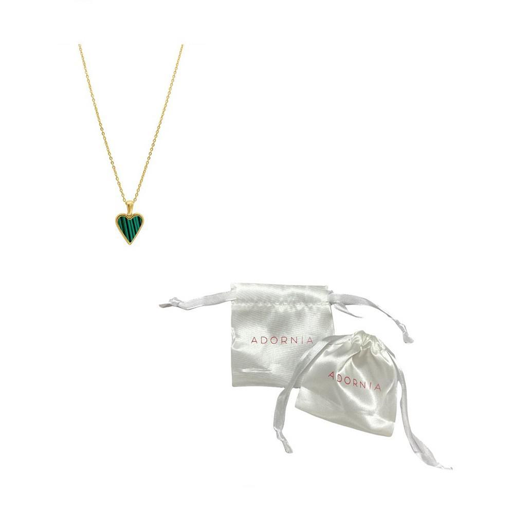 商品ADORNIA|Women's Green Heart Adjustable Gold-Tone Pendant Necklace,价格¥176,第4张图片详细描述