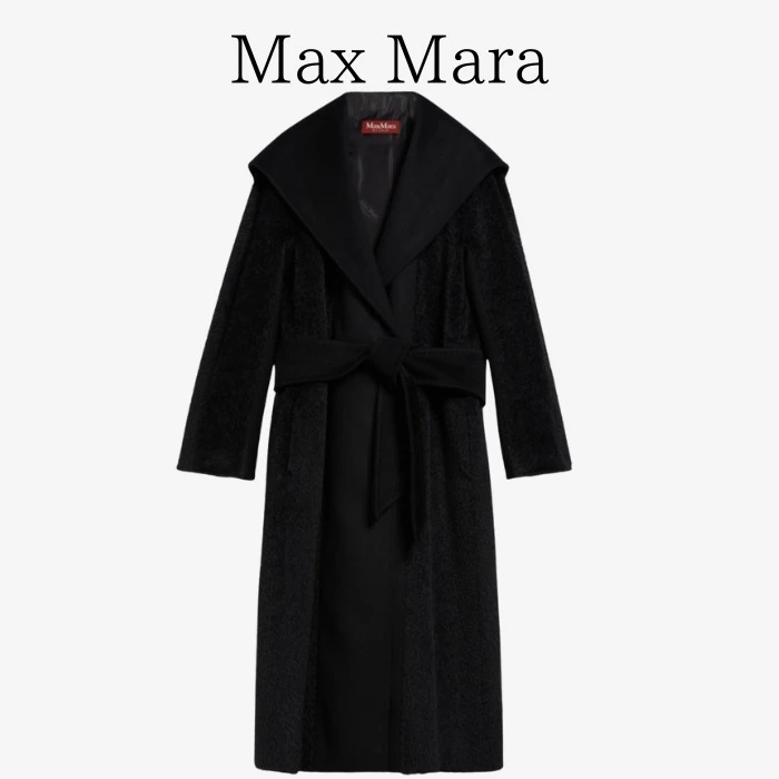 商品Max Mara|MAX MARA 女士黑色羊毛大衣 PERSEO-013,价格¥4615,第1张图片