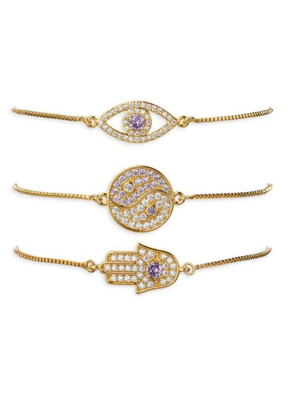 商品Eye Candy LA|Luxe 3-Piece Cubic Zirconia Yin & Yang, Hamsa, Evil Eye Adjustable Bolo Set,价格¥288,第1张图片