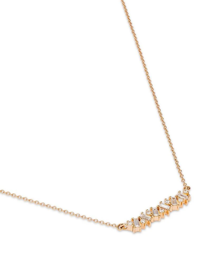 14K Yellow Gold Lab Grown Diamond Round & Baguette Bar Necklace, 16-20" 商品