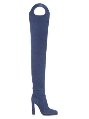 商品Burberry|Alto Thigh High Denim Boots,价格¥4839,第1张图片