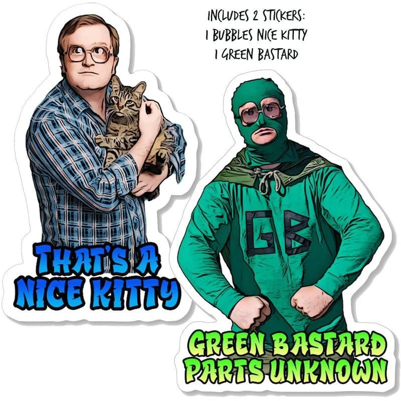 商品Ottos Grotto :: Stickers For Your Stuff|Trailer Park Boys Bubbles Sticker Pack (2 Pack) Bubbles & Green Bastard Stickers, Official Trailer Park Boys Merchandise, Stickers For Men,价格¥76,第1张图片