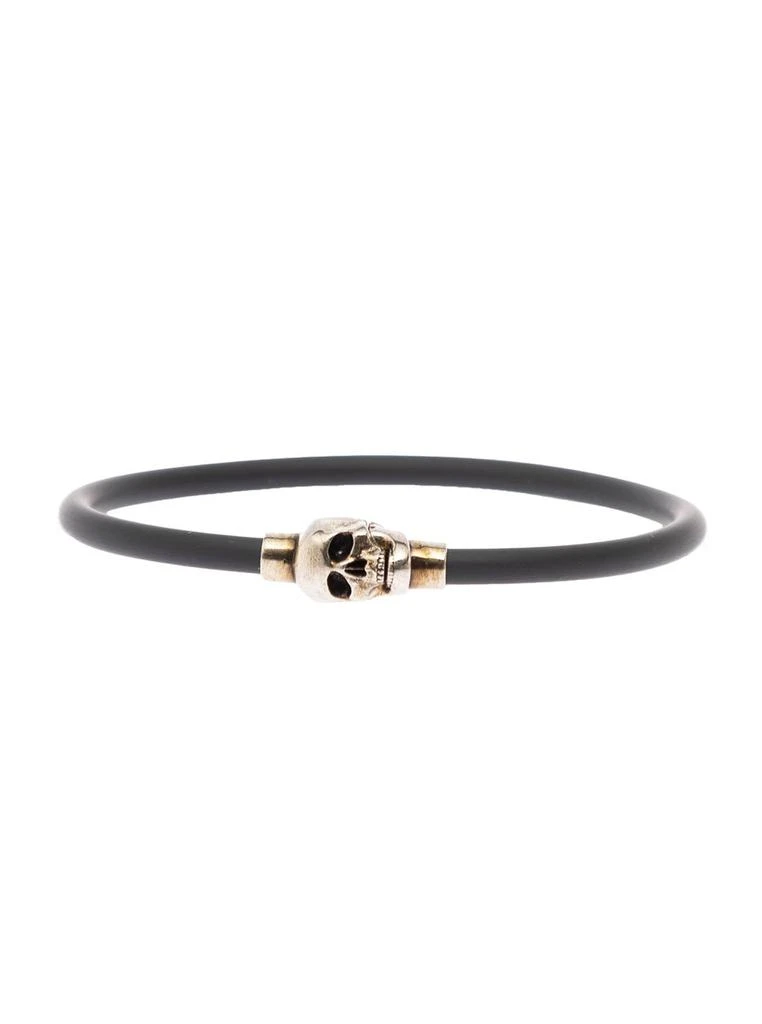 商品Alexander McQueen|Mans Black Rubber Bracelet With Metal Skull Pendant,价格¥1343,第1张图片