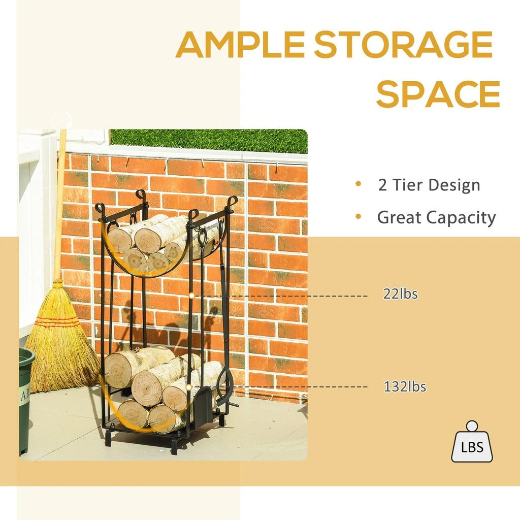 商品Streamdale Furniture|Streamdale Firewood Rack with Fireplace Tools,价格¥1461,第4张图片详细描述