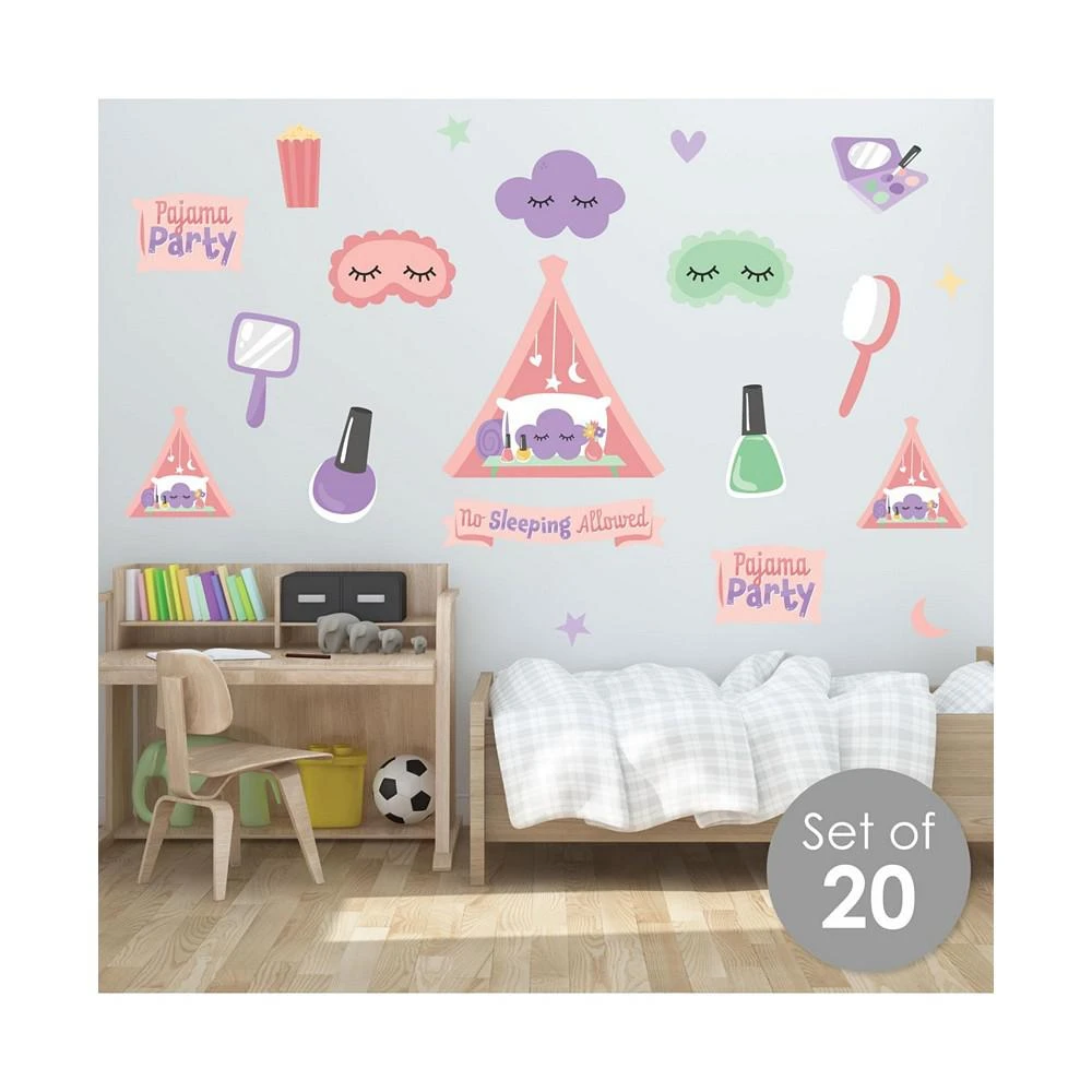 商品Big Dot of Happiness|Pajama Slumber Party Peel & Stick Girl Birthday Vinyl Stickers Wall Decals 20 Pc,价格¥261,第2张图片详细描述