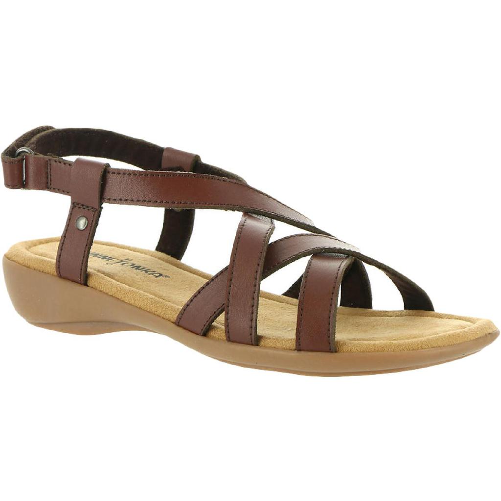 Minnetonka Womens Sunny Slingback Leather Cushioned Footbed Flats商品第1张图片规格展示