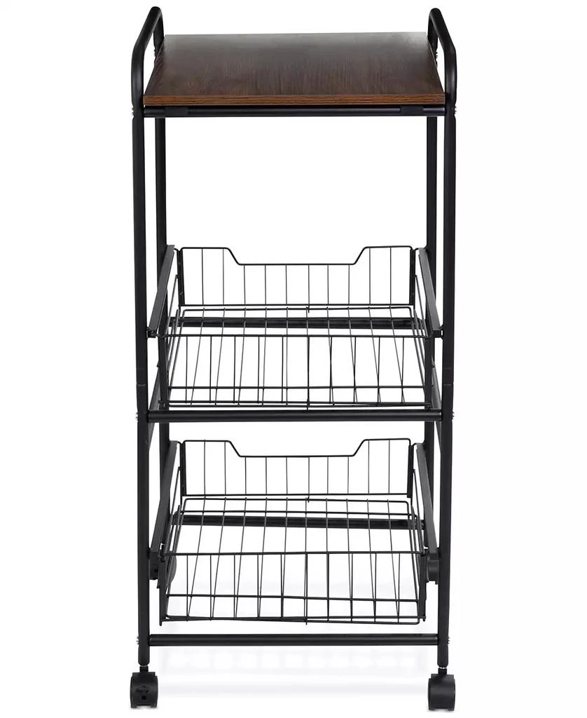 3-Tier Slim Rolling Cart with Metal Basket Drawers 商品