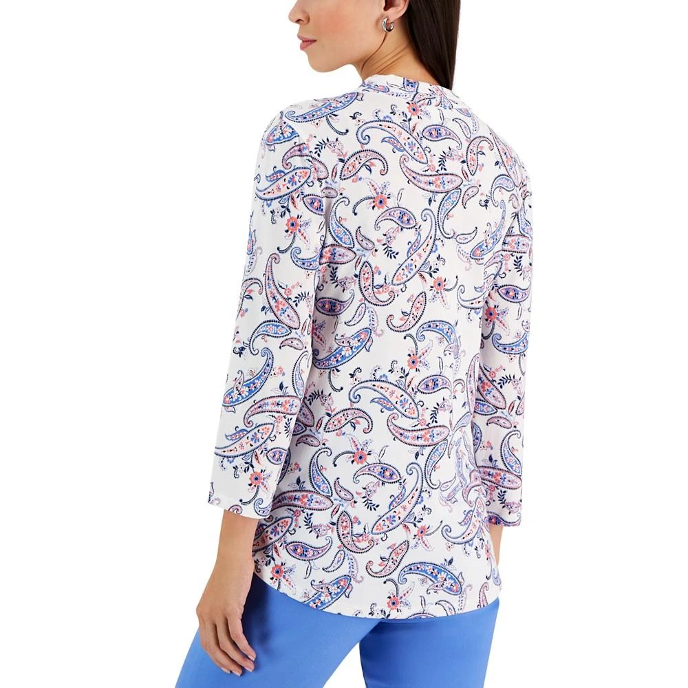 商品Charter Club|Women's Paisley-Print V-Neck Knit Top, Created for Macy's,价格¥104,第2张图片详细描述