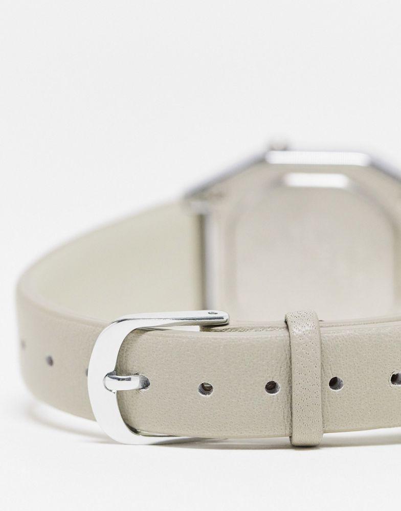 Casio LA680 beige leather band watch in silver商品第4张图片规格展示