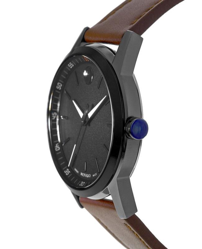 Movado Museum Black Dial Cognac Leather Men's Watch 0607224商品第3张图片规格展示