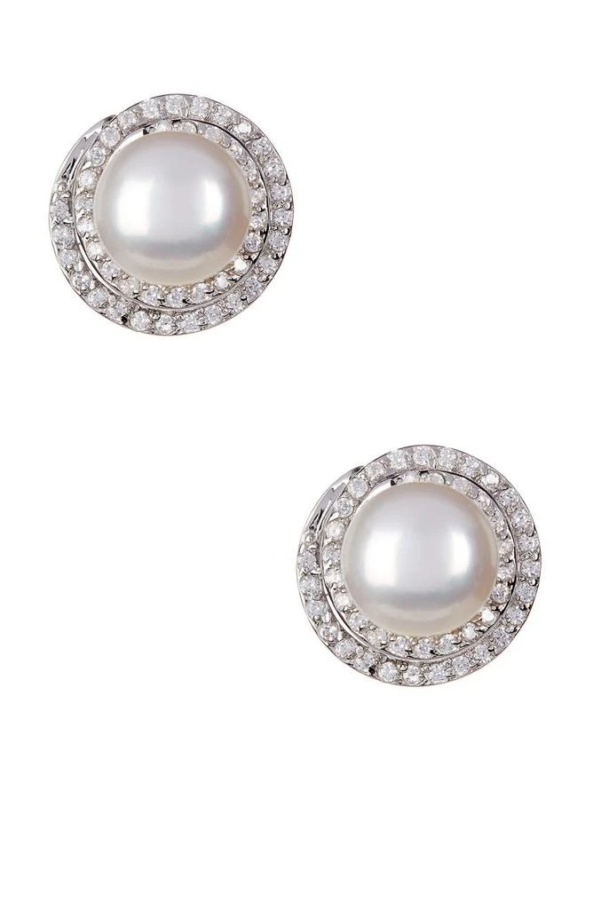 商品Splendid Pearls|8.5-9mm Cultured Freshwater Pearl Double Halo Pendant Necklace & Earrings Set,价格¥673,第4张图片详细描述