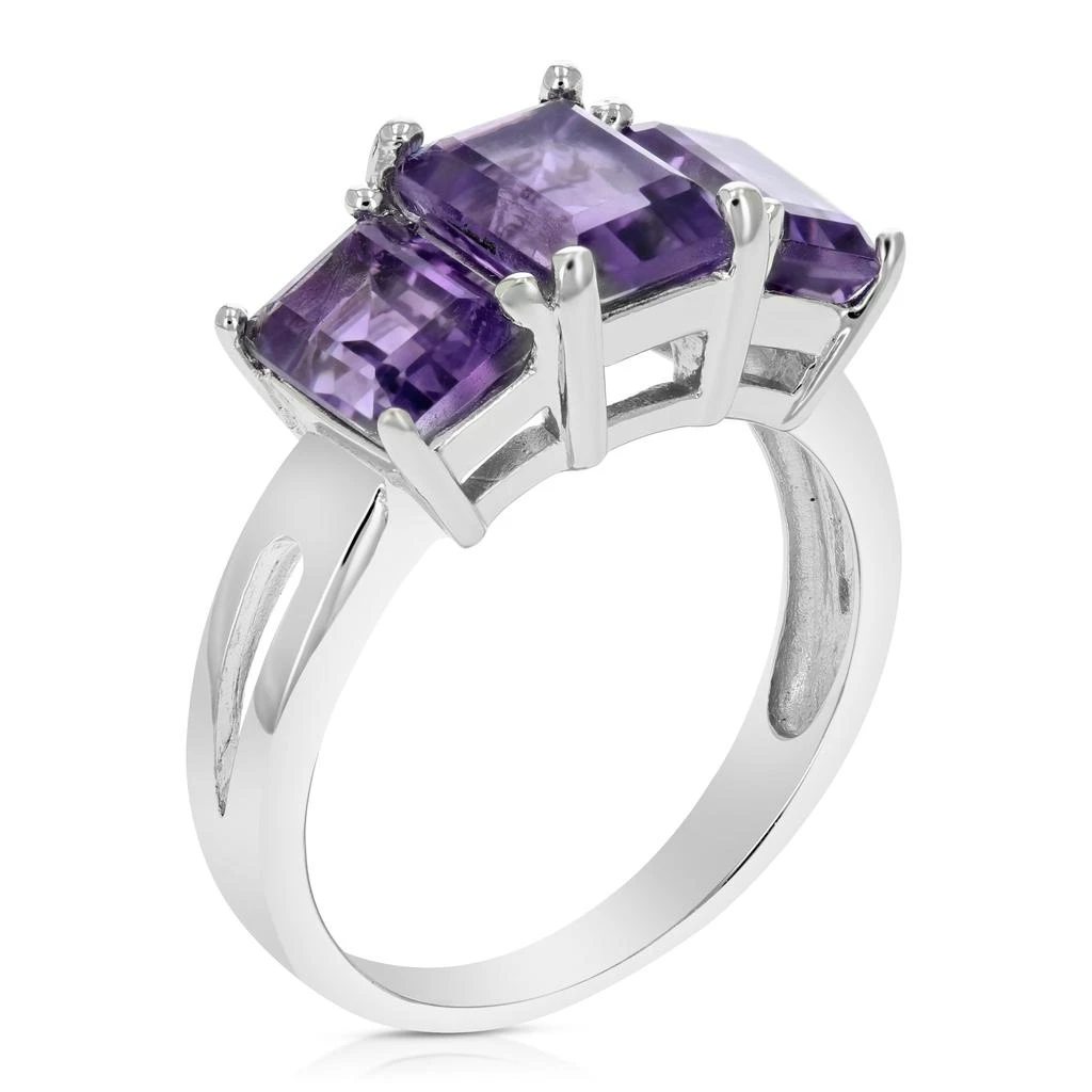 商品Vir Jewels|2.35 cttw 3 Stone Purple Amethyst Ring .925 Sterling Silver Rhodium Emerald,价格¥477,第1张图片