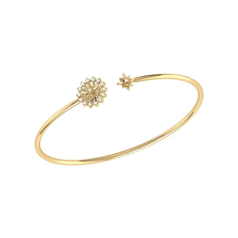 商品LuvMyJewelry|Starburst Adjustable Diamond Cuff in 14K Yellow Gold Vermeil on Sterling Silver,价格¥2635,第1张图片