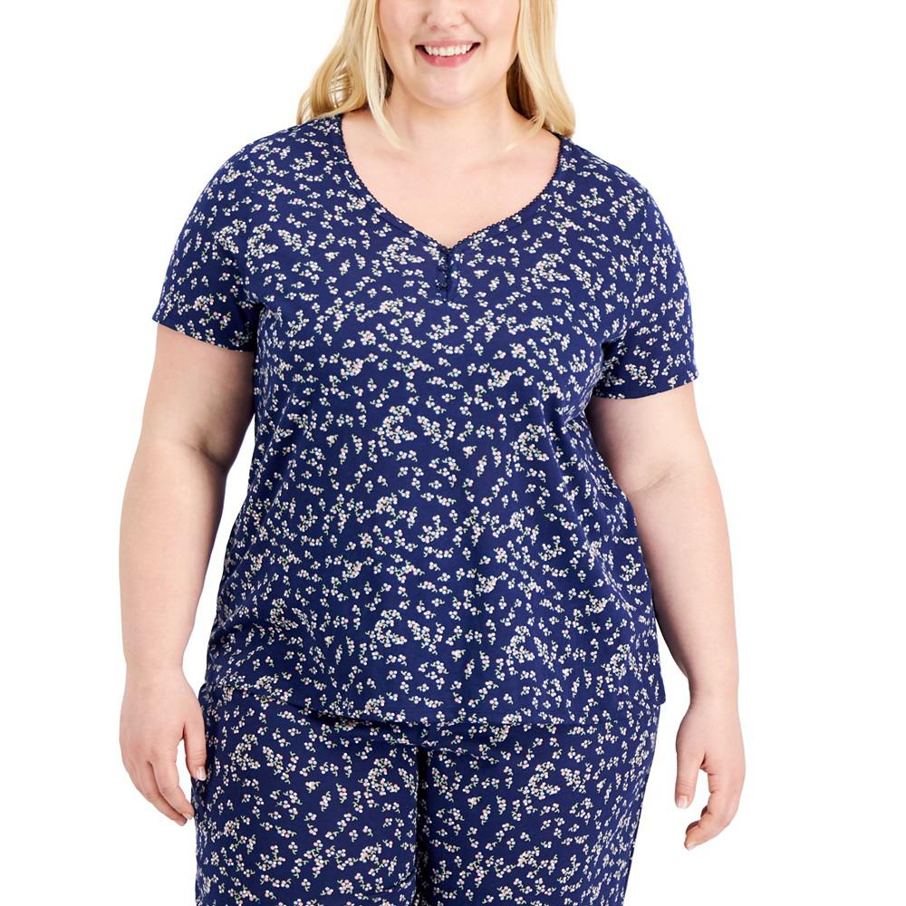Plus Size Cotton Essentials Pajama Set, Created for Macy's商品第3张图片规格展示