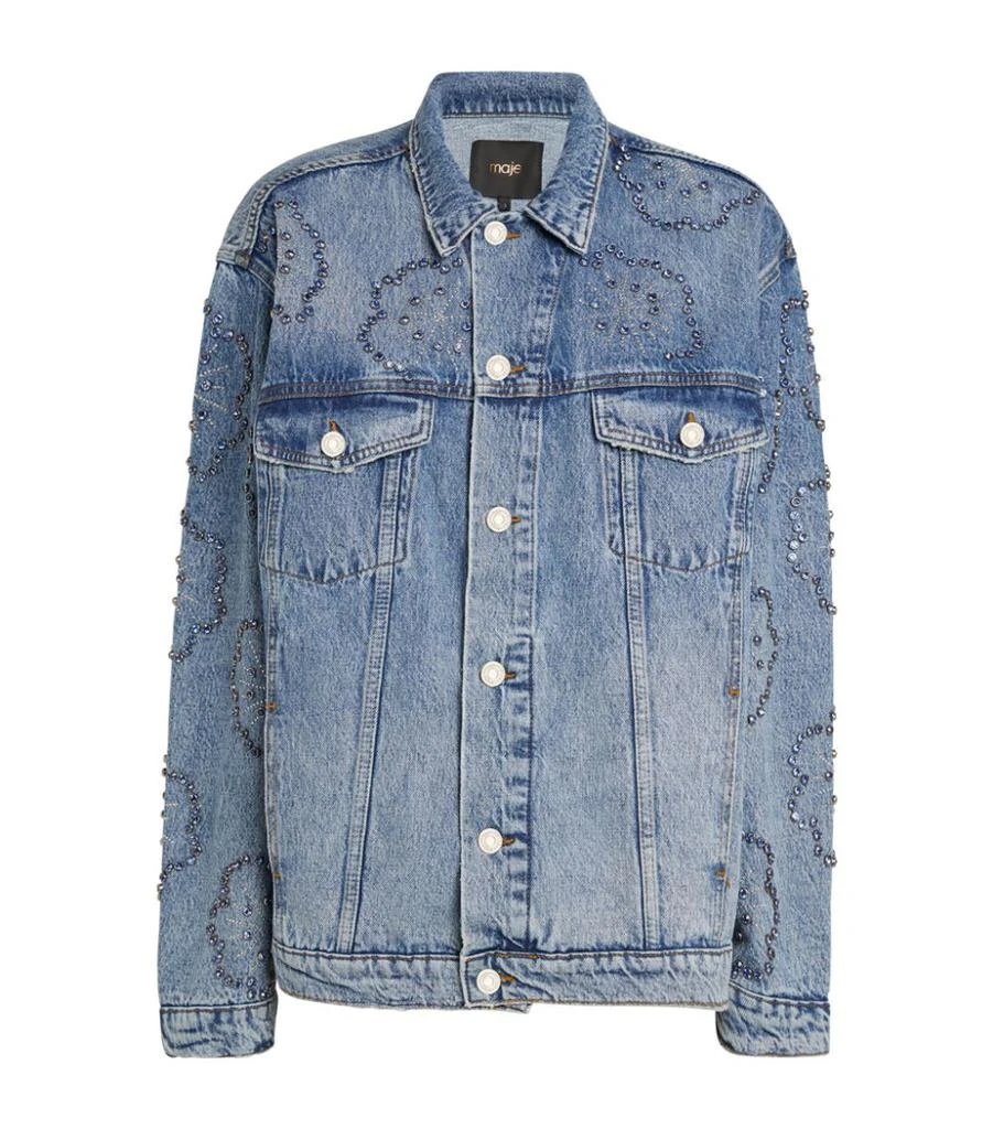 商品Maje|Crystal-Embellished Denim Jacket,价格¥2668,第1张图片
