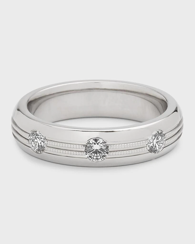 商品Neiman Marcus Diamonds|Men's 18K White Gold 3-Diamond FG/VS Wedding Band, Size 9.5-10, 0.51tcw,价格¥43205,第1张图片