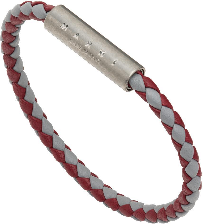 商品Marni|Red & Grey Braided Bracelet,价格¥400,第1张图片