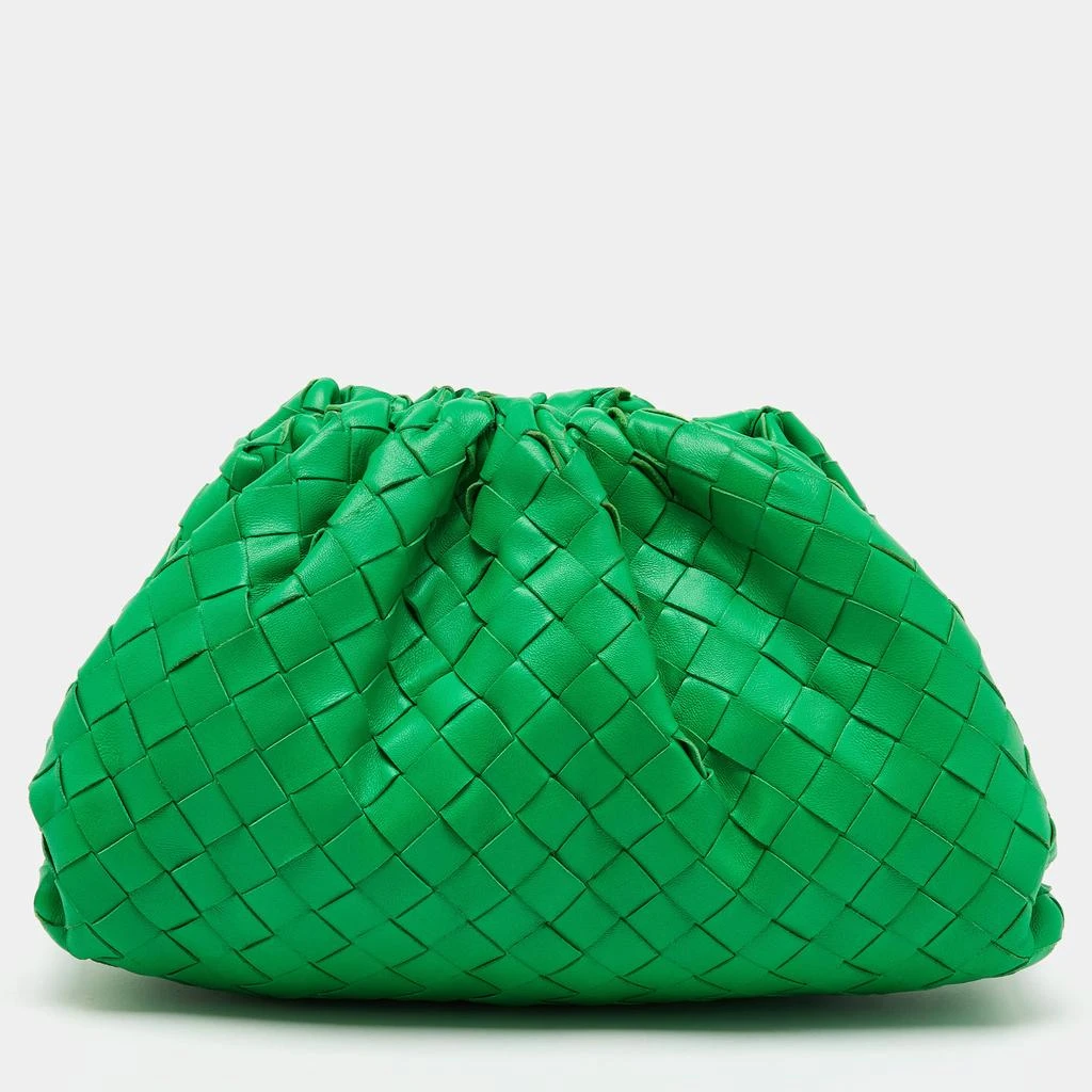 商品[二手商品] Bottega Veneta|Bottega Veneta Green Intrecciato Leather Teen Pouch Clutch,价格¥14203,第1张图片