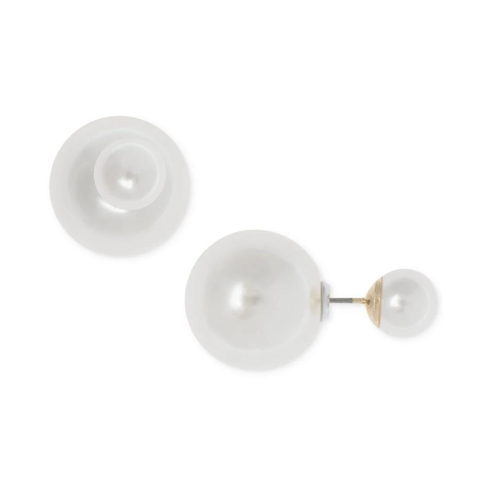 商品Anne Klein|Gold-Tone Imitation Pearl Front Back Earrings,价格¥149,第1张图片