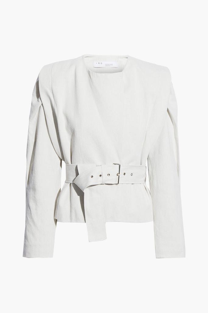 Polka belted cotton and linen-blend twill jacket商品第1张图片规格展示