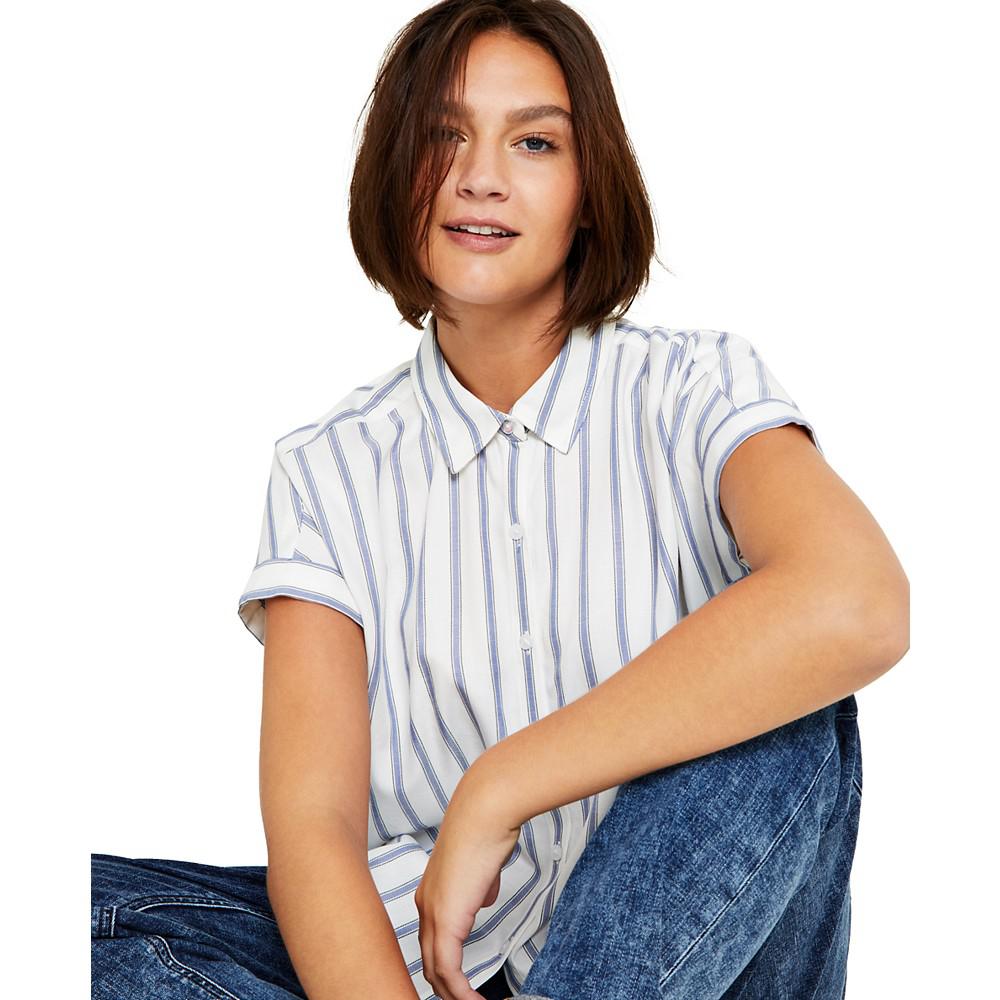 Women's Striped Button-Front Top商品第3张图片规格展示