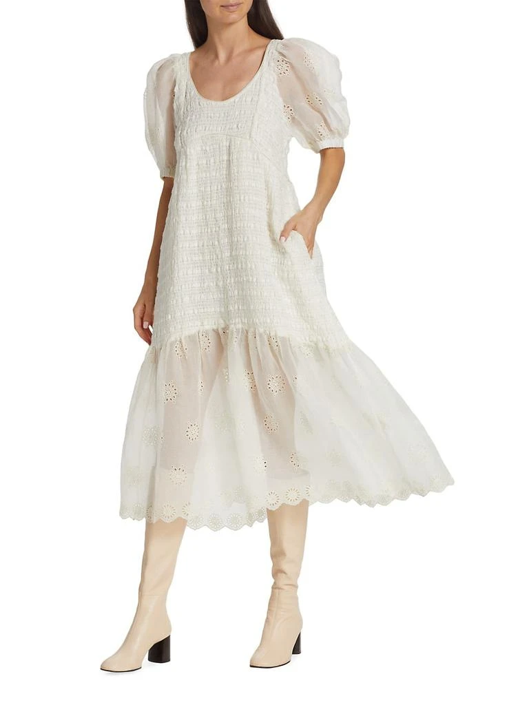 商品Sea|Blaine Eyelet Puff Sleeve Smocked Dress,价格¥1746,第2张图片详细描述