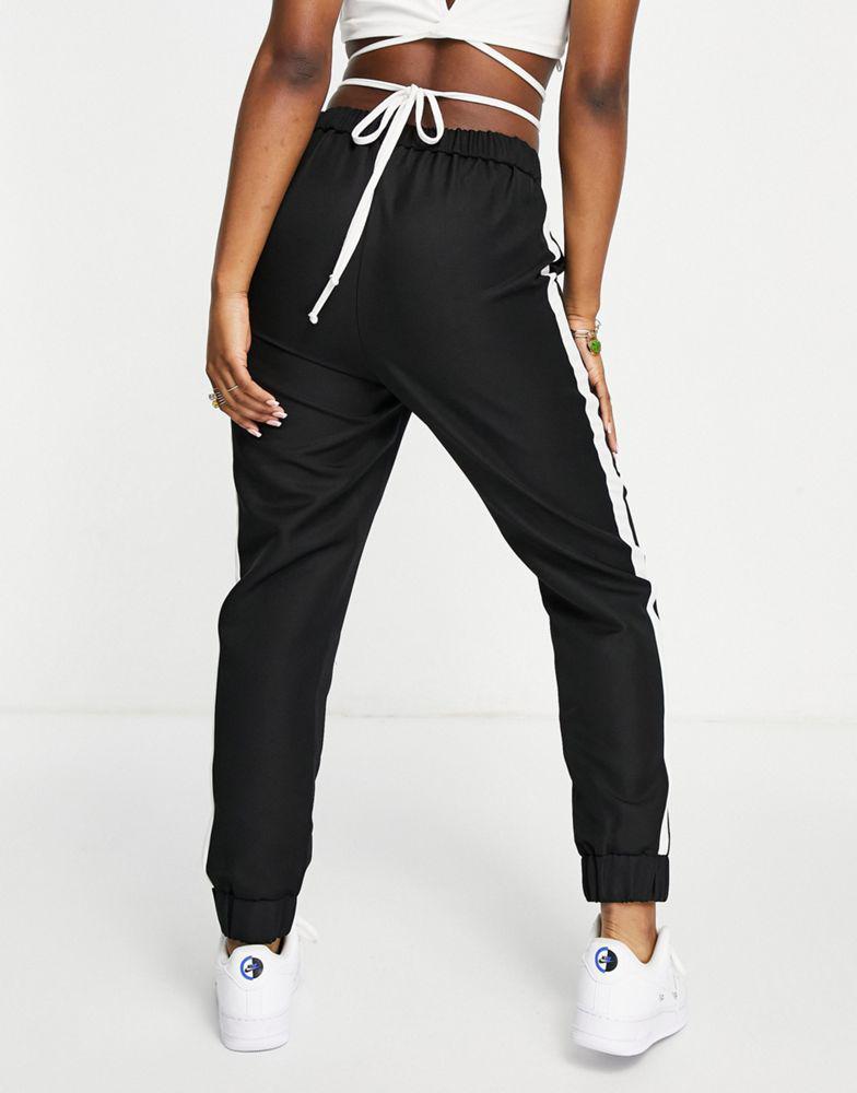 ASOS DESIGN Hourglass woven jogger with side stripe in mono商品第2张图片规格展示