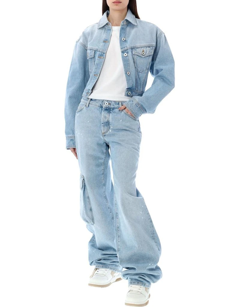 商品Off-White|Off-White Toybox Painted Logo Patch Wide Leg Jeans,价格¥1609,第4张图片详细描述