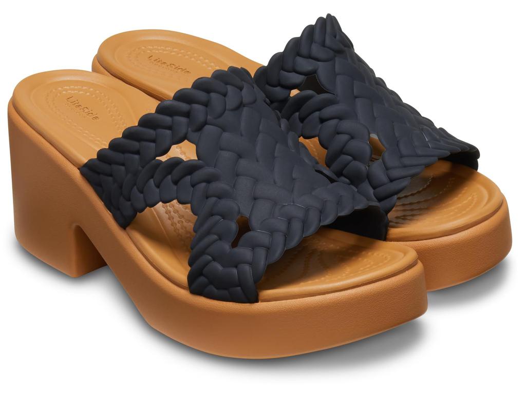 ★CROCS★ Women's Brooklyn Woven Slide Heel BK 24SWSD209979 Amazon.com | Crocs Women's Brooklyn Woven Slide Heels Sepia