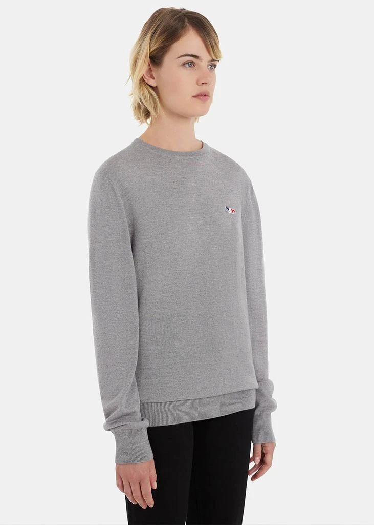 商品Maison Kitsune|MAISON KITSUNE Grey Melange Fox Patch Sweater,价格¥1608,第4张图片详细描述