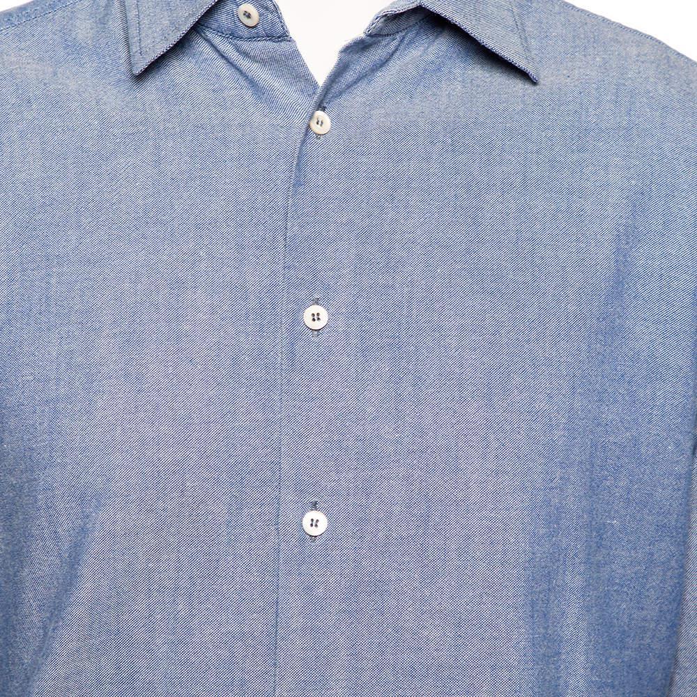商品[二手商品] Prada|Prada Blue Cotton Button Front Shirt M,价格¥878,第6张图片详细描述