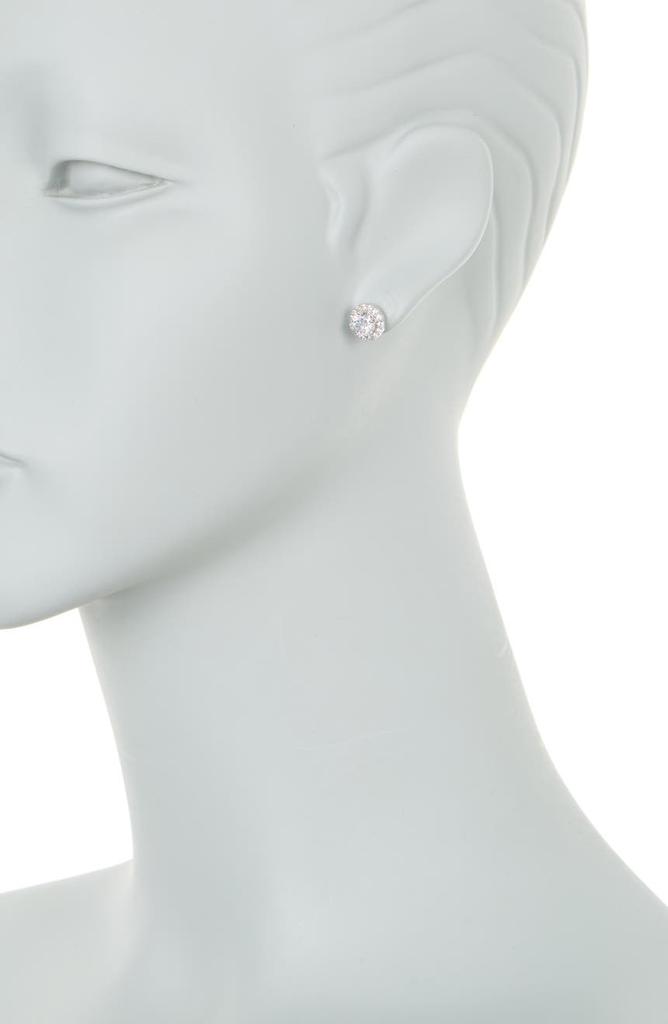 Sterling Silver & CZ Halo Stud Earrings商品第2张图片规格展示