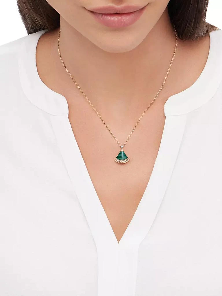 商品BVLGARI|Divas' Dream 18K Rose Gold, Malachite & 0.13 TCW Diamond Pendant Necklace,价格¥27985,第2张图片详细描述