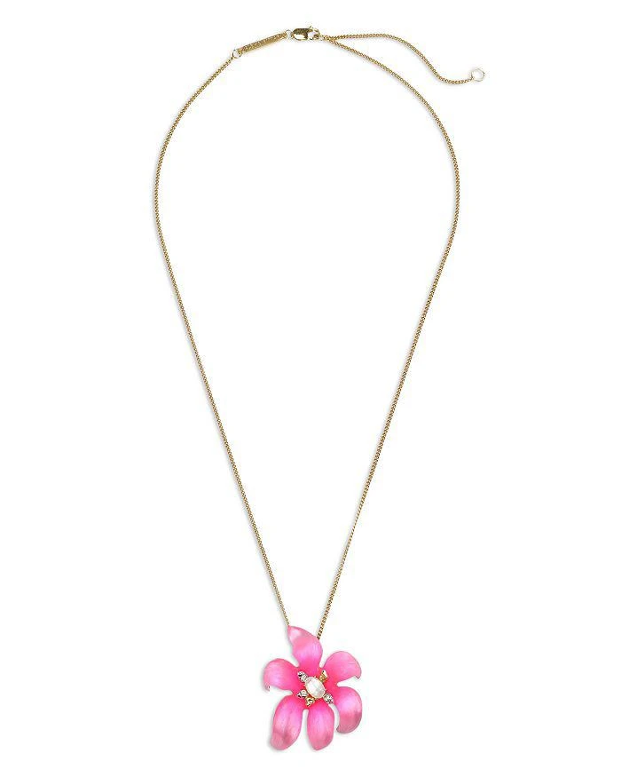 商品Alexis Bittar|Lily Lucite Flower Pendant Necklace in 14K Gold Plated, 16"-18",价格¥1107,第2张图片详细描述