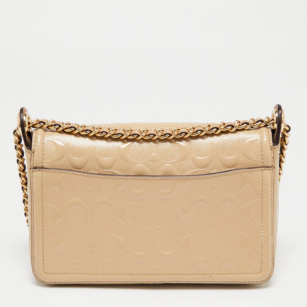 Coach Beige Leather Turn Lock Crossbody Bag商品第4张图片规格展示