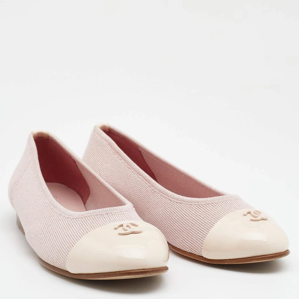 商品[二手商品] Chanel|Chanel Pink Knit Fabric and Patent Leather CC Cap Toe Ballet Flats Size 36,价格¥4254,第4张图片详细描述