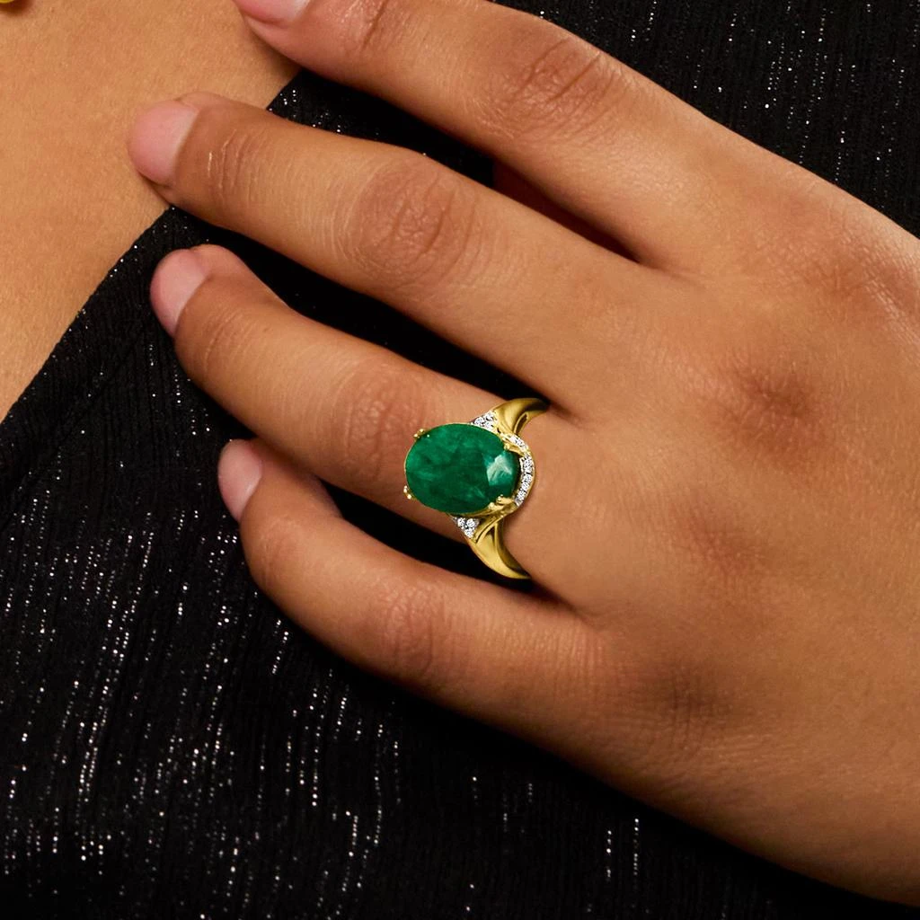 Emerald Ring With Diamond Accents in 18kt Gold Over Sterling 商品