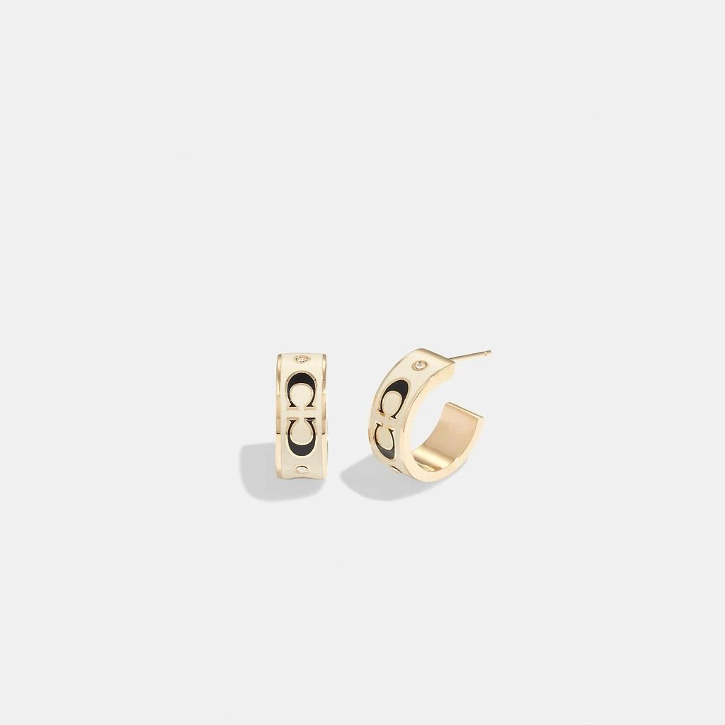 商品Coach|Signature Enamel Huggie Earrings,价格¥312,第1张图片